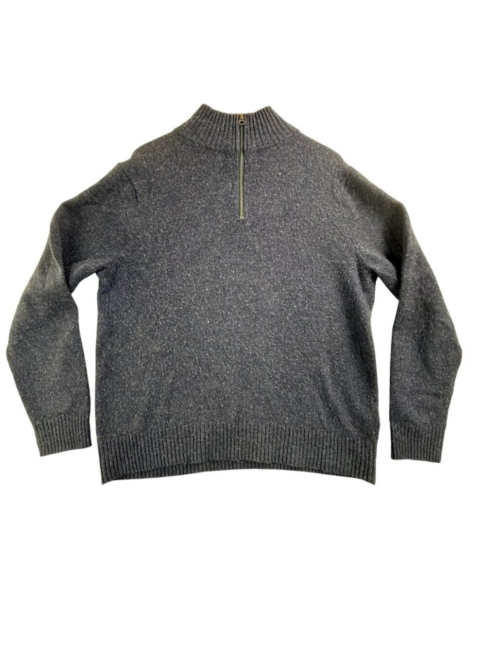 J Crew Sweater Mens Large Blue Rugged Merino Mock Neck 1/2 Zip Knit Pullover